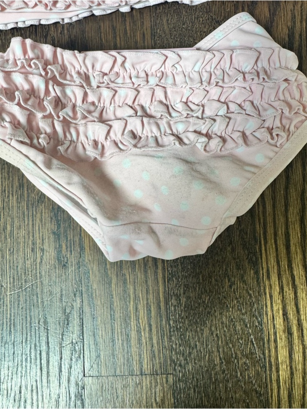Ruffle butts floral pink dots long sleeve rashguard two piece swim suits - Picture 2 of 2